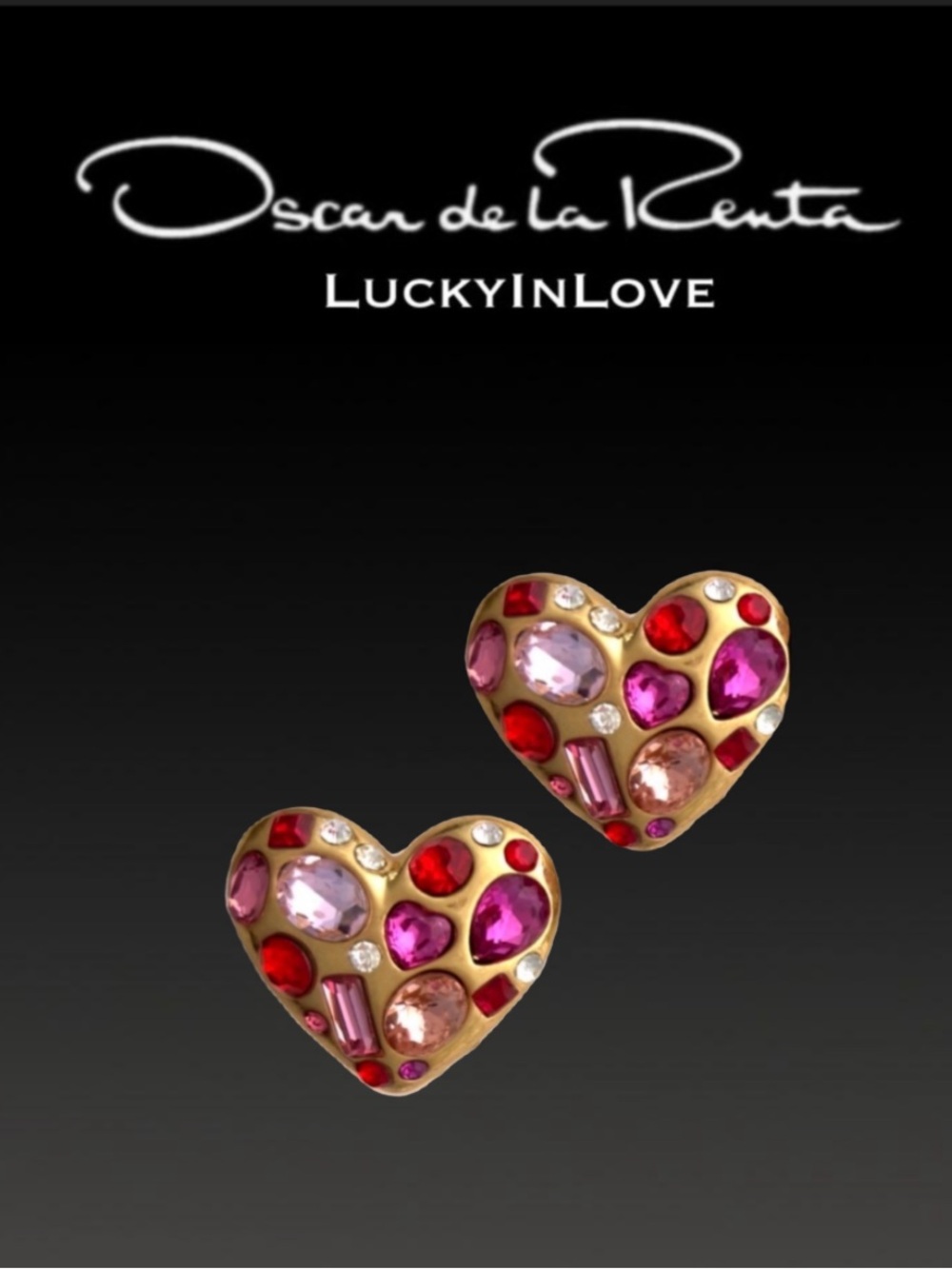 Oscar de la Renta
gemstone heart earrings